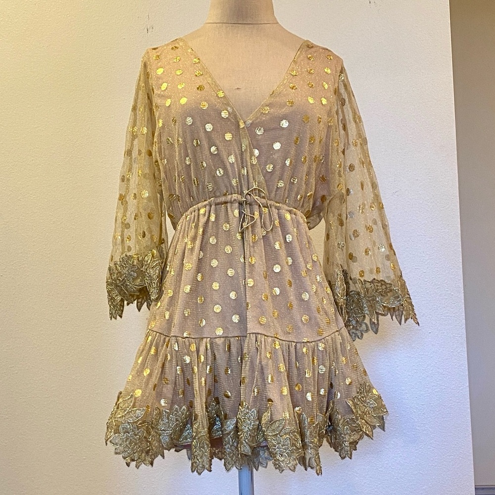 Chic Gold Polka Dot Women's Blouse